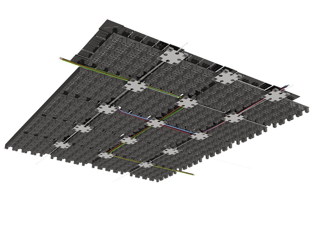A raised access floor is made up of panels that are supported by
